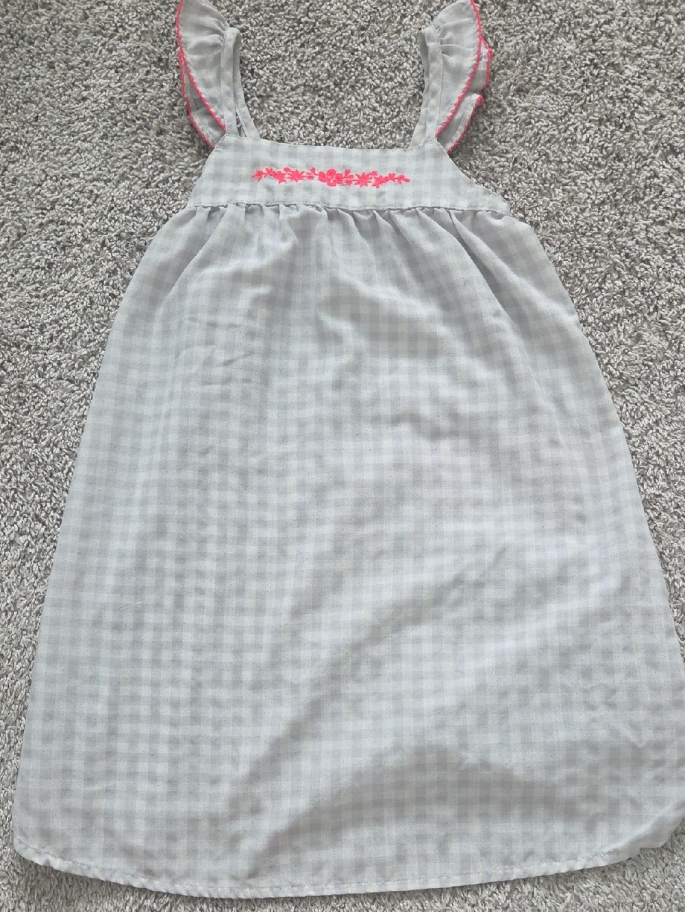 GAP Kids White Gingham Nightgown with Pink Floral Detail Girl Size 6